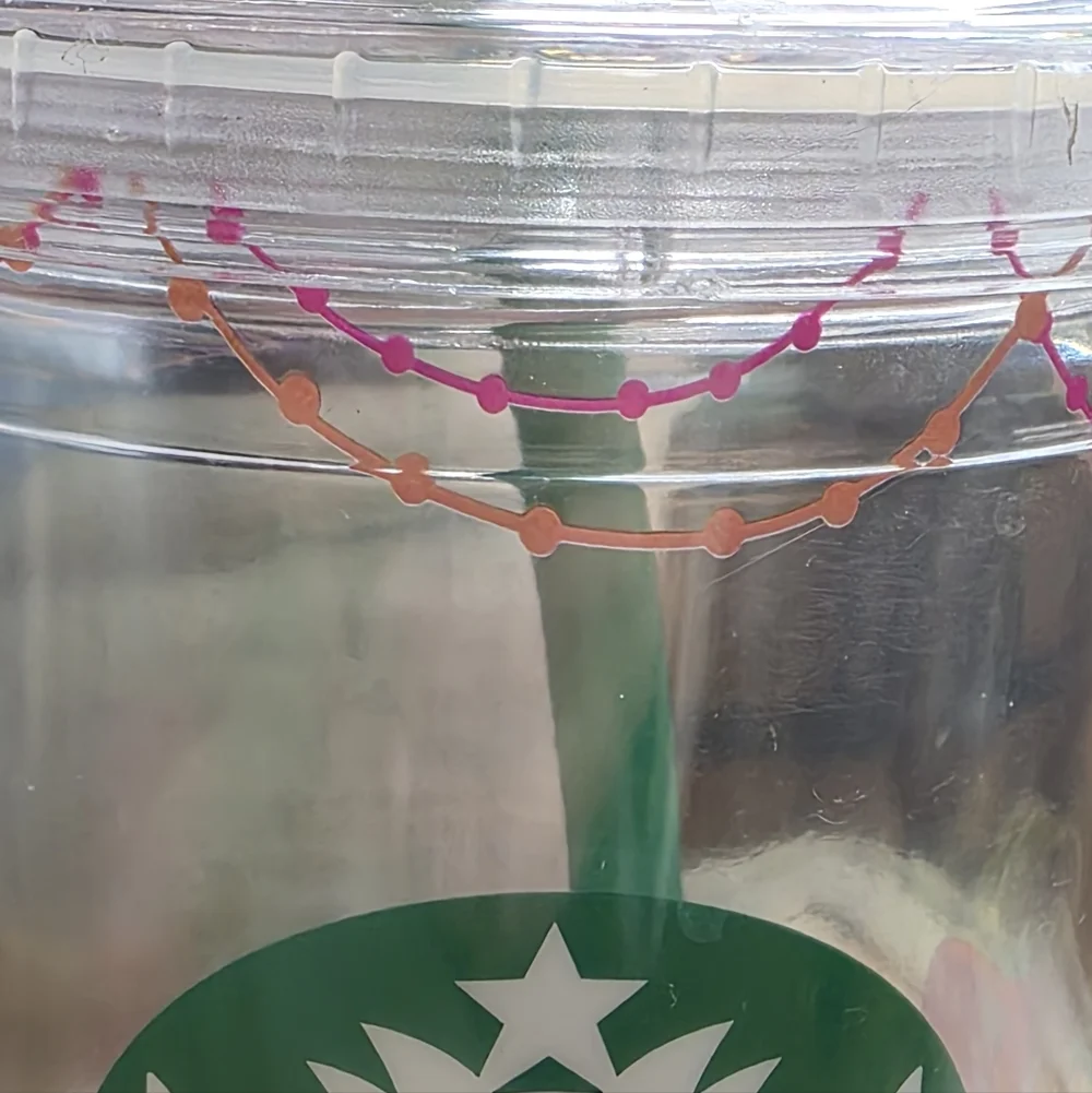 Starbucks Pink & Green Reusable Cold Cup with Straw‎